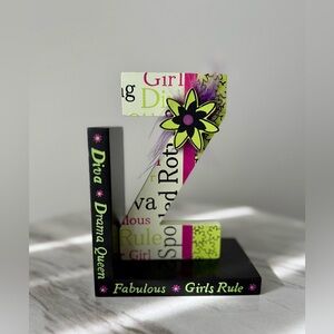 Girls Rule “Z” Shaped Decorative Colorful Shelf Bookend